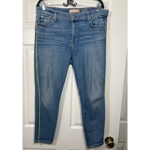 7FAMK Luxe Vintage Ankle Skinny Jeans Light Medium Wash Plus 33 Capsule Easy - Picture 2 of 8